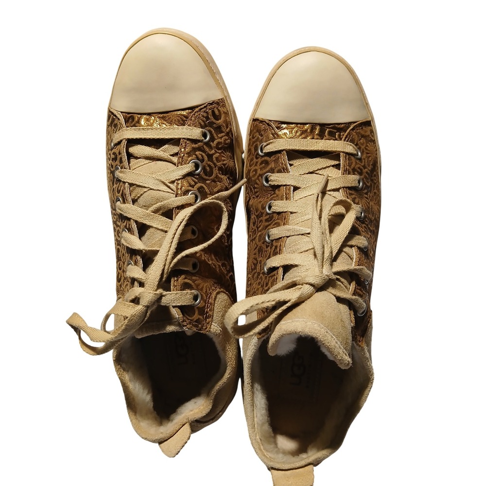 UGG Australia Womens Sneakers Shoes Brown Suede Embossed Logo Comfort Size 10‎ - Picture 6 of 9